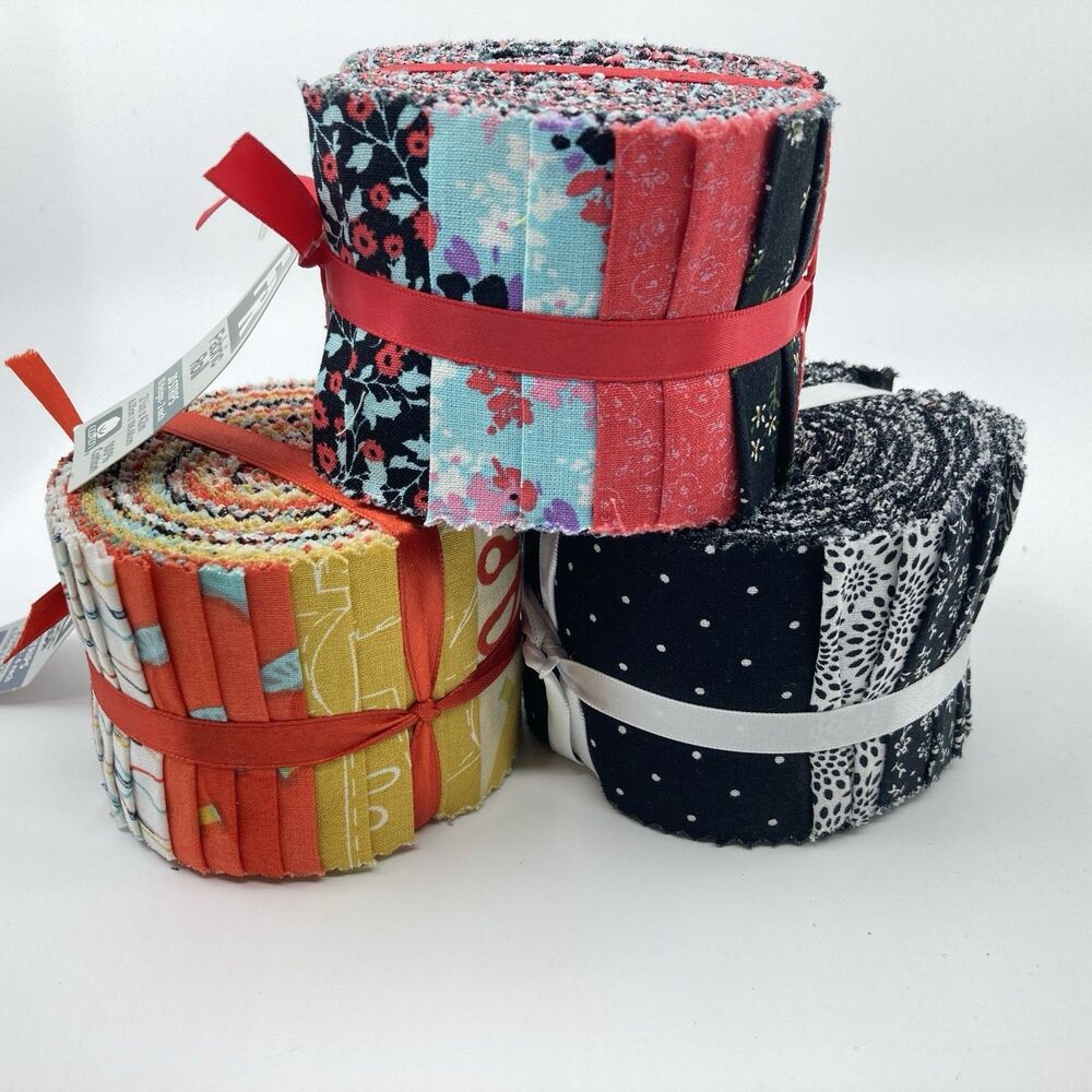 JoAnn Fabrics Jelly Roll Quilting Multicolor Fabric Rolls Lot of 3 - Picture 2 of 5
